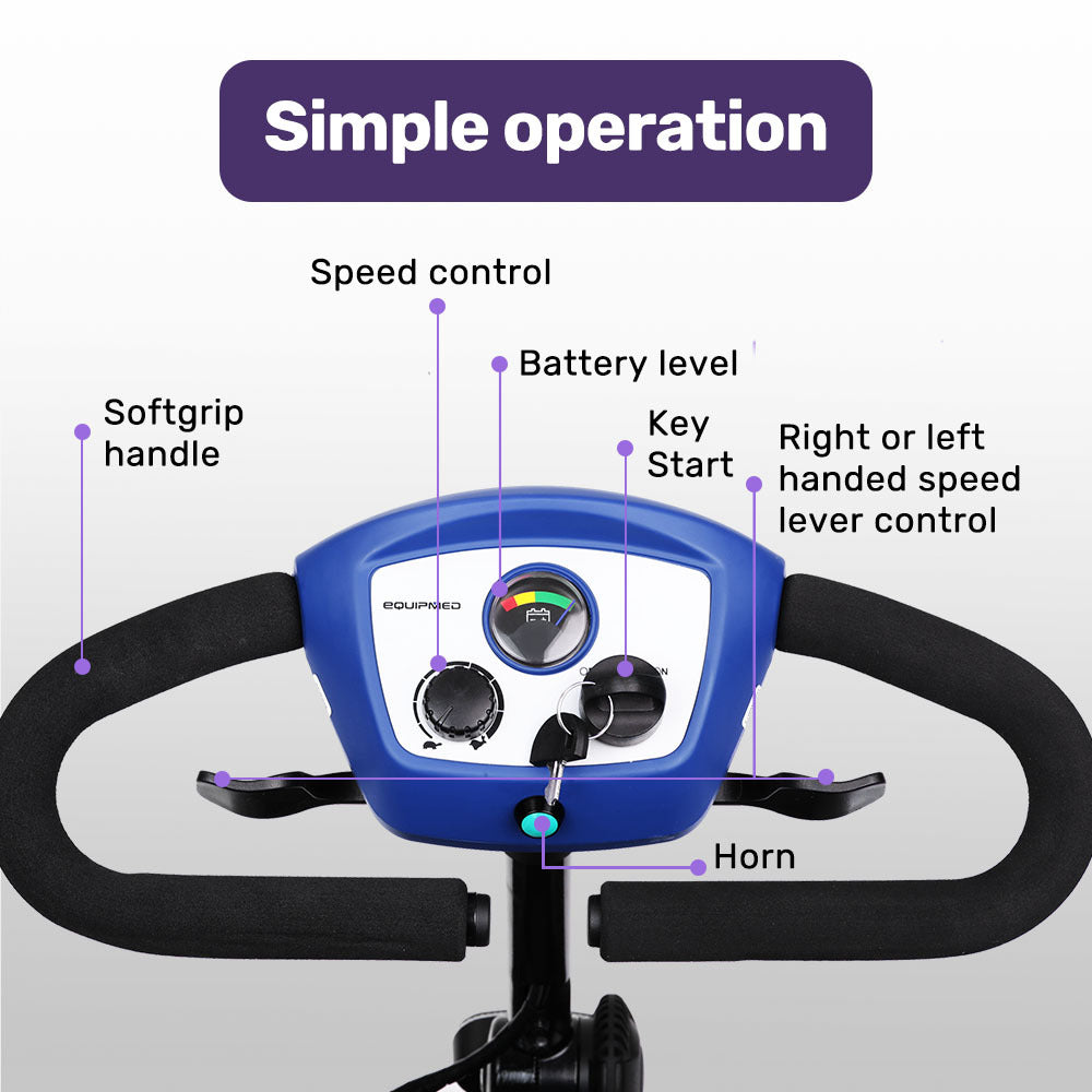 EQUIPMED Mobility Scooter Electric Motorised 4 Wheel Power Portable Folding