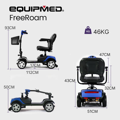 EQUIPMED Mobility Scooter Electric Motorised 4 Wheel Power Portable Folding