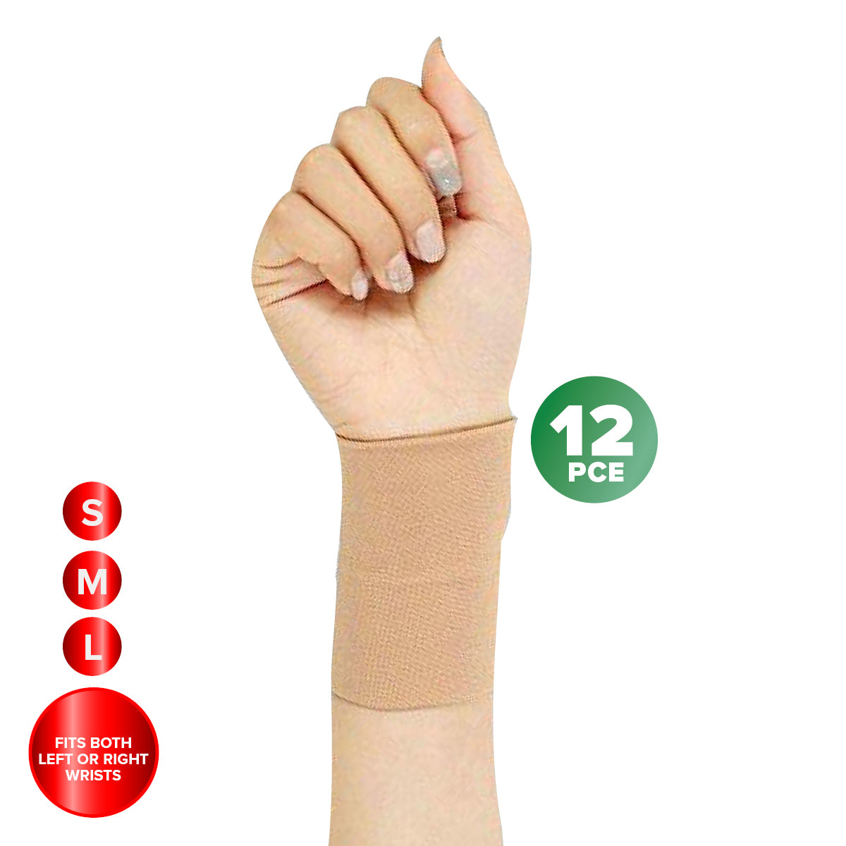 1st Care 12PCE Elastic Compression Wrist Supports Breathable Flexible 3 Sizes