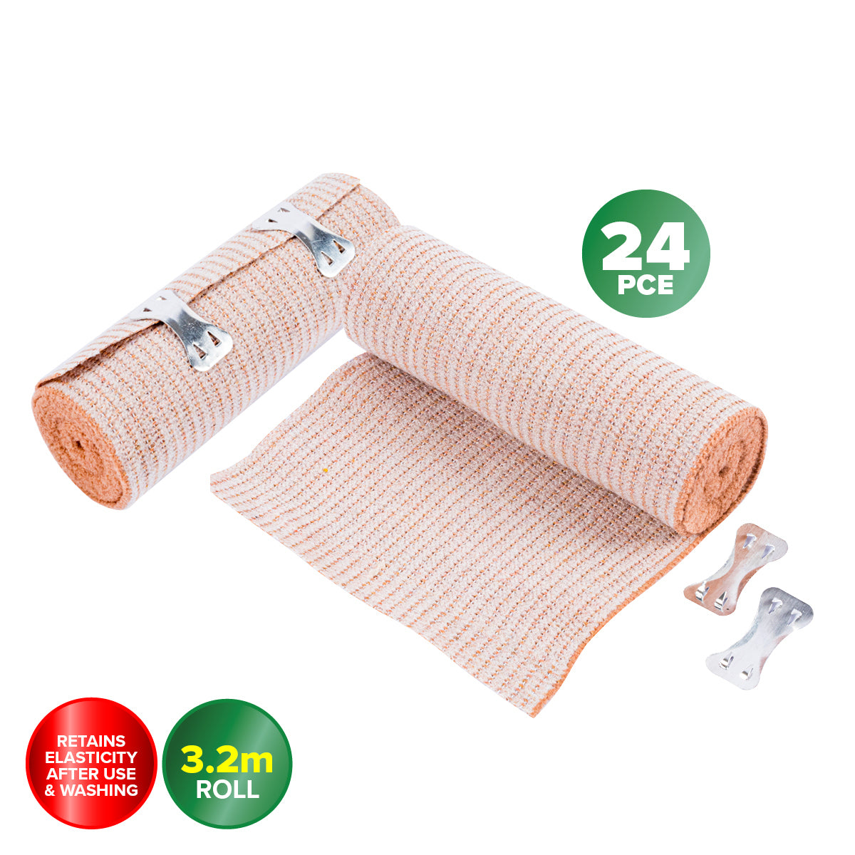 1st Care 24PCE Elastic Bandages Flexible Stretchy Reusable Washable 3.2m