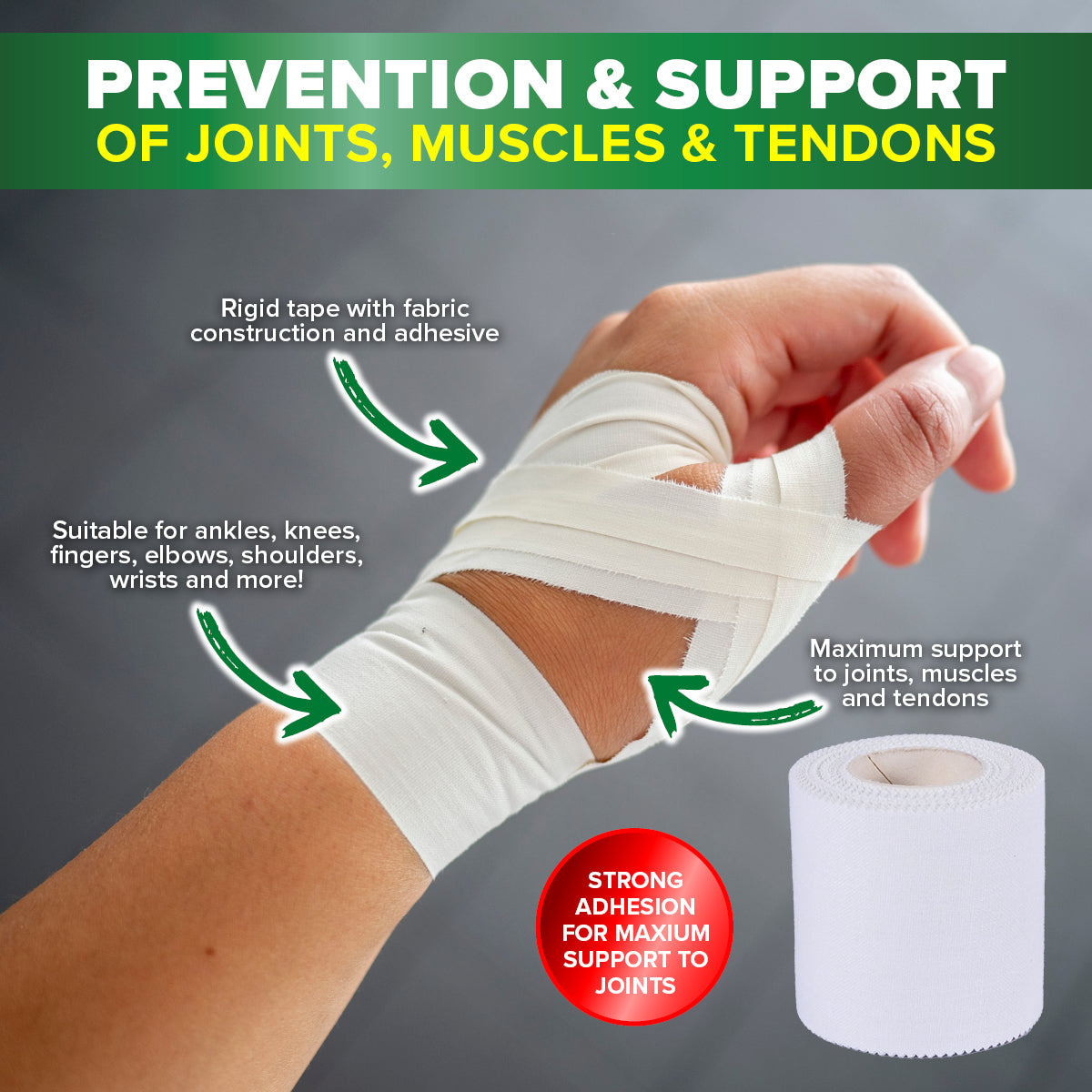 1st Care 24PCE Sports Strapping Adhesive Tape Joint Muscle Tendon Support 4m