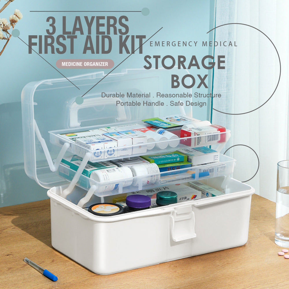 3 Layers Large Portable First Aid Kit Emergency Medical Storage Medicine Organizer